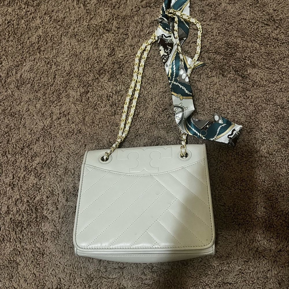 Tory Burch cream flap bag